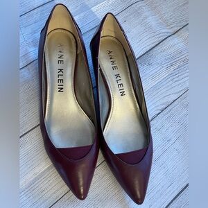 Anne Klein Leather Maroon Pointy Kitten Heel’s for Women
